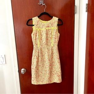 J Crew Collection Neon Yellow Boucle Tweed Fringe Mini Sheath Dress